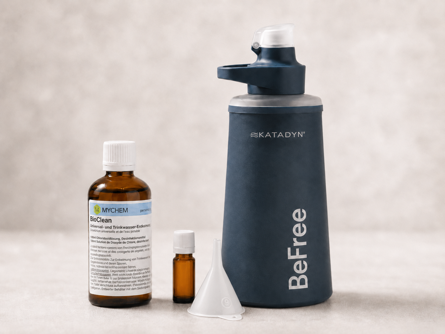 Outdoor Wasserfilter Set mit BioClean und BeFree-Flasche zur geschmacksneutralen Wasseraufbereitung unterwegs