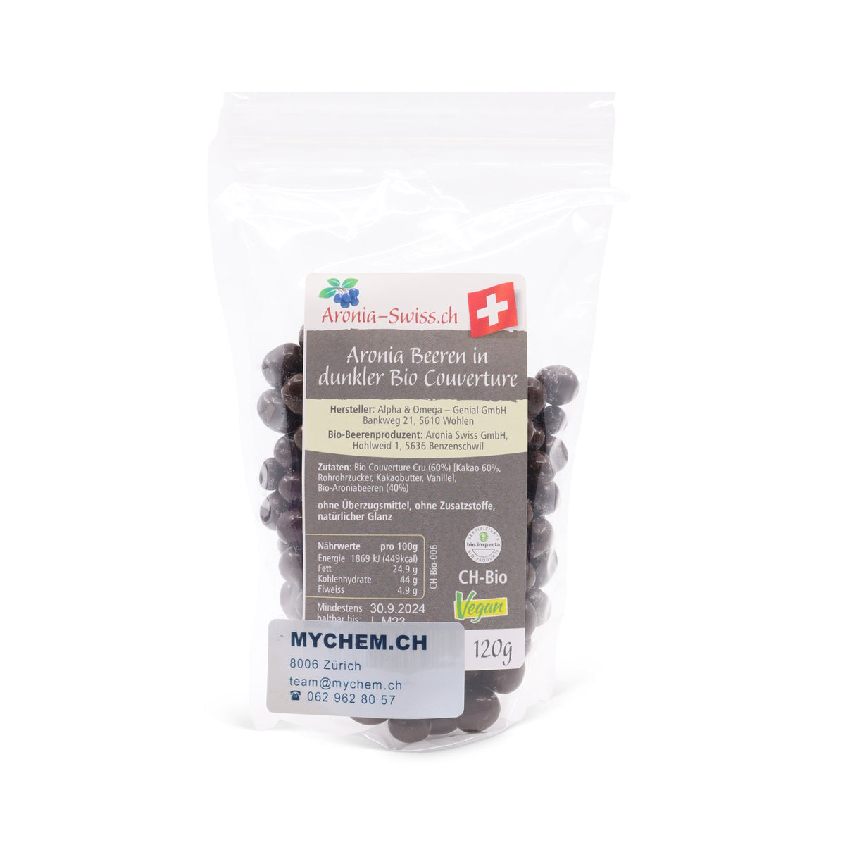 Baies d&#39;aronia en couverture foncée, végétalien, Bio Suisse (OPC)