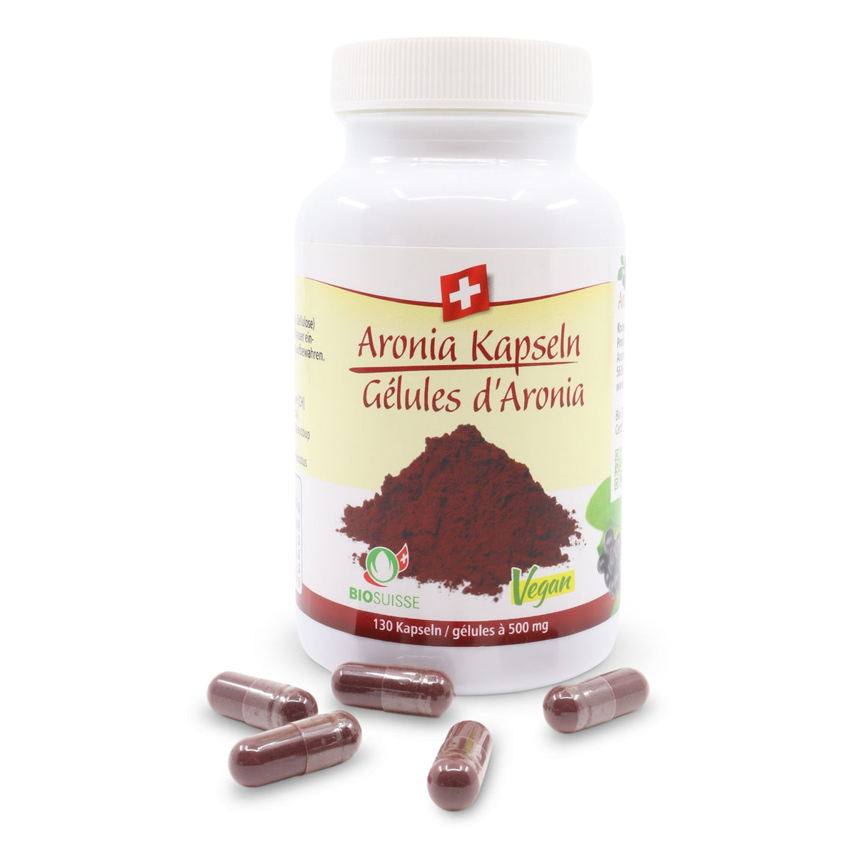 Aronia Capsules Bio, végétalien, Suisse (OPC)