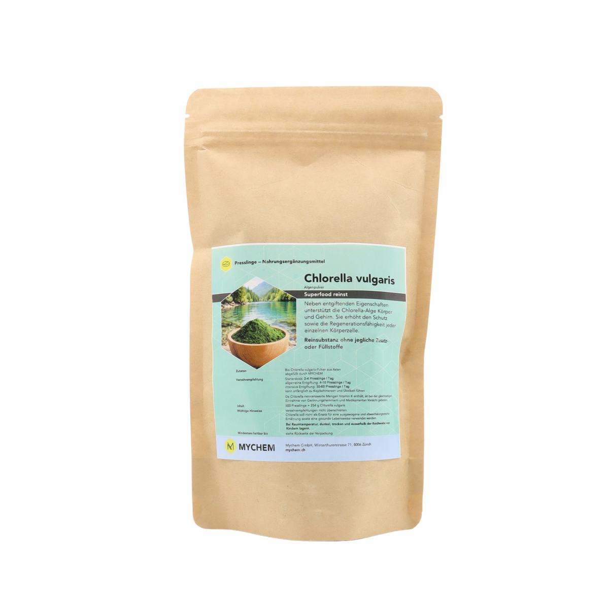 Chlorella Presslinge im Papierbeutel