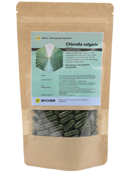 Capsules de Chlorella vulgaris, végétalien