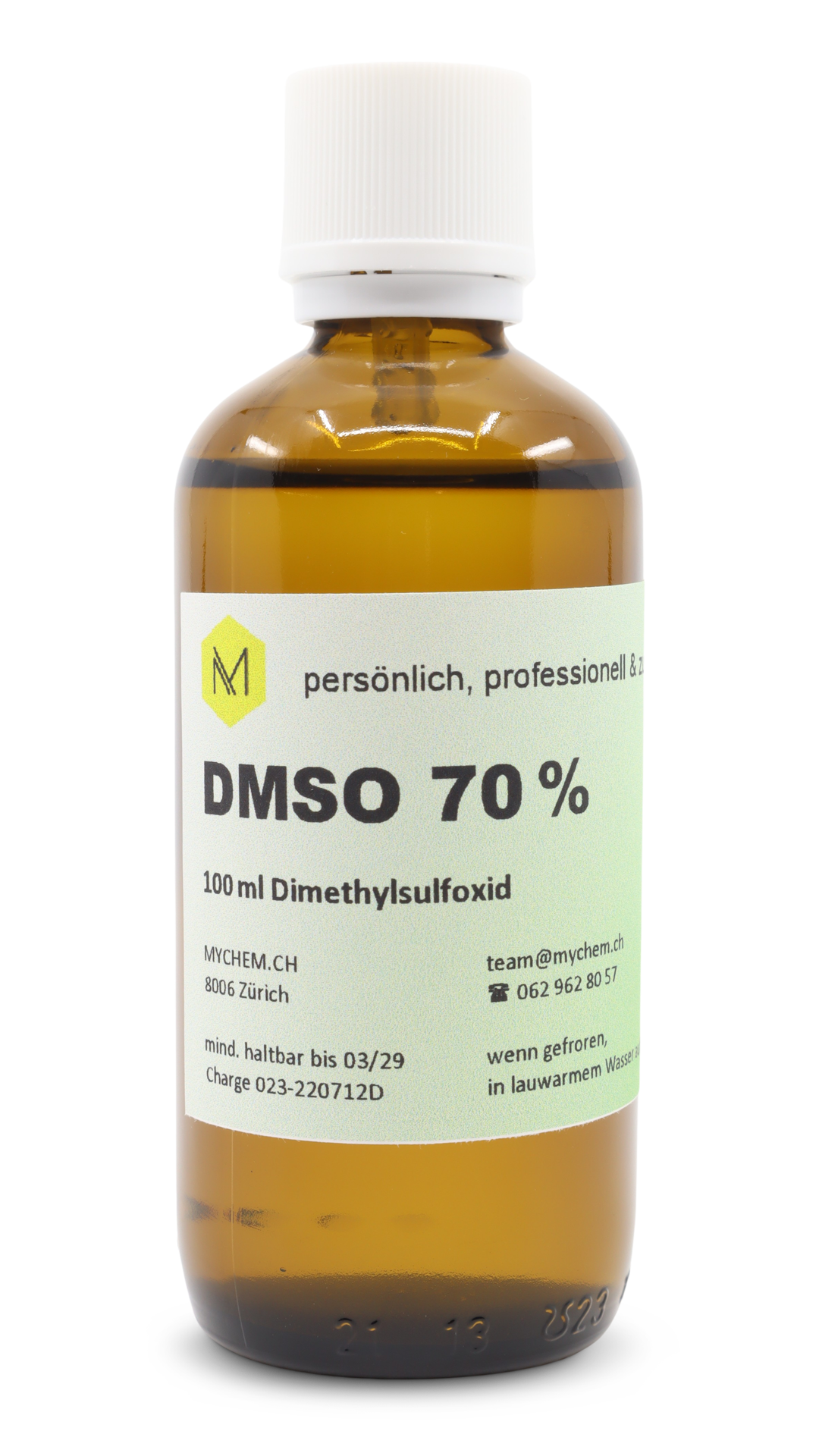 DMSO 70% technisch in dreifach gefiltertem Wasser 100ml in Braunglas Flasche mit Tropfeinsatz