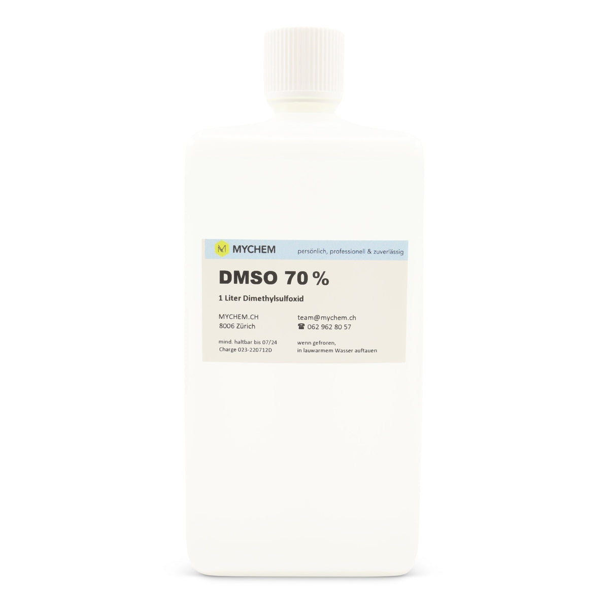 DMSO 70% technisch 1 Liter in  in dreifach gefiltertem Wasser in HDPE Flasche mit Schraub- und Echtheitsverschluss