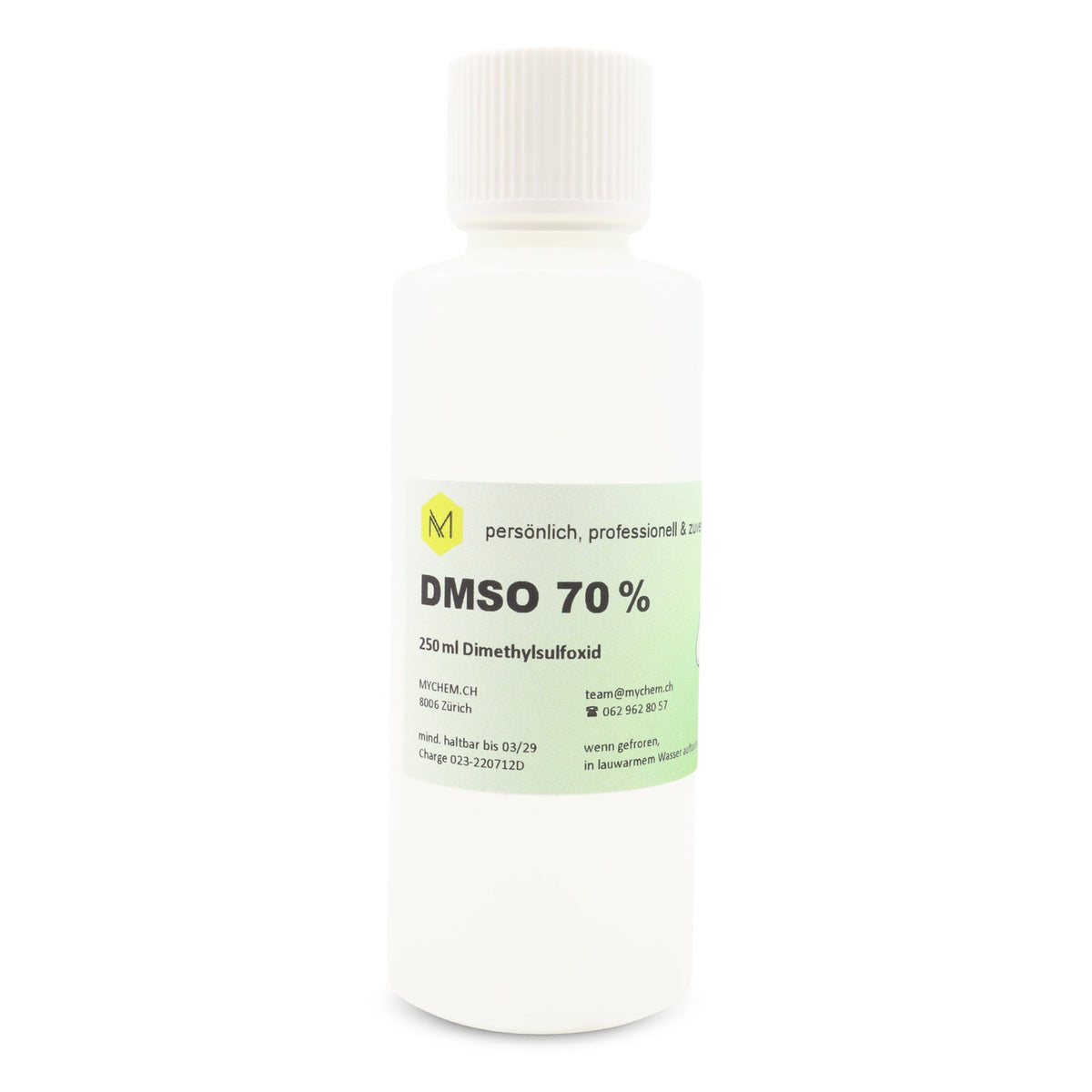 DMSO 70% technisch in dreifach gefiltertem Wasser 250ml in HDPE Flasche mit Schraub- und Echtheitsverschluss