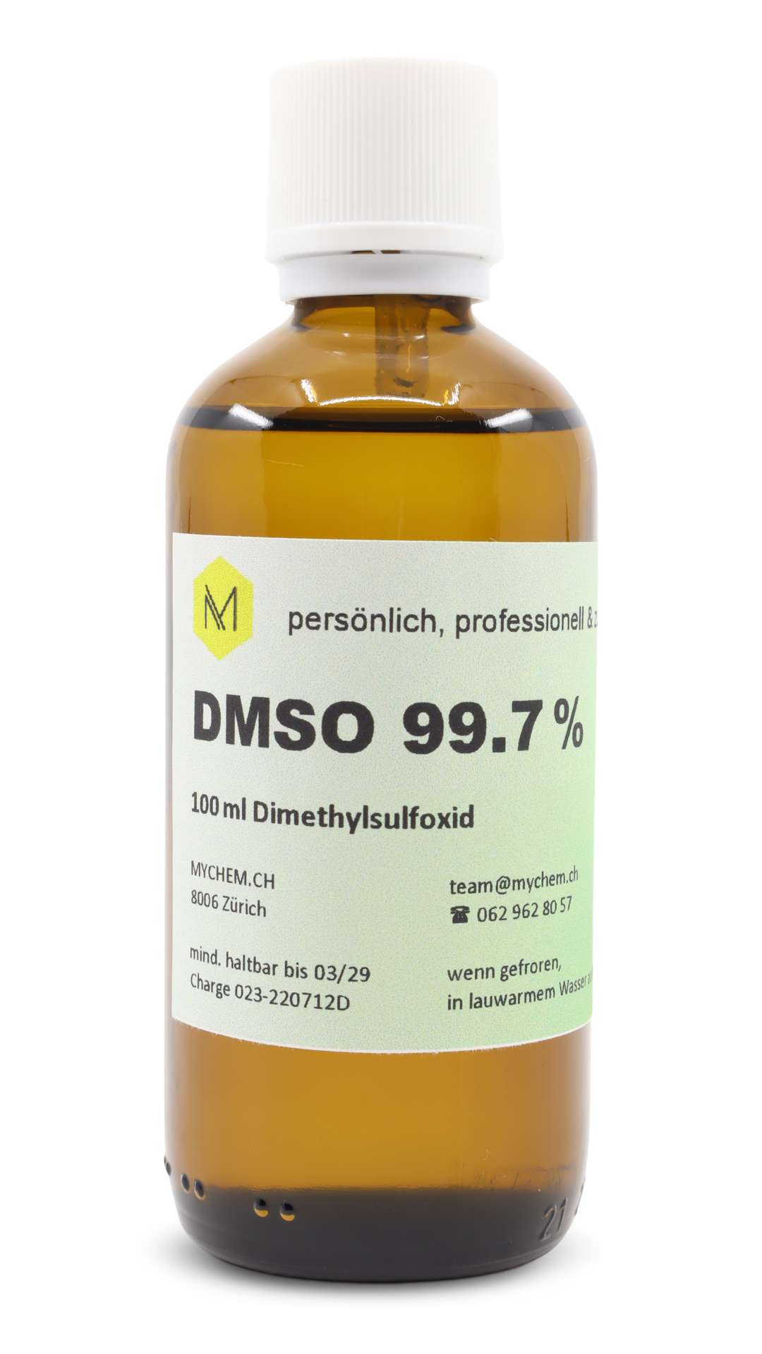 DMSO 99,7% technisch 100ml in Braunglas Flasche mit Tropfeinsatz