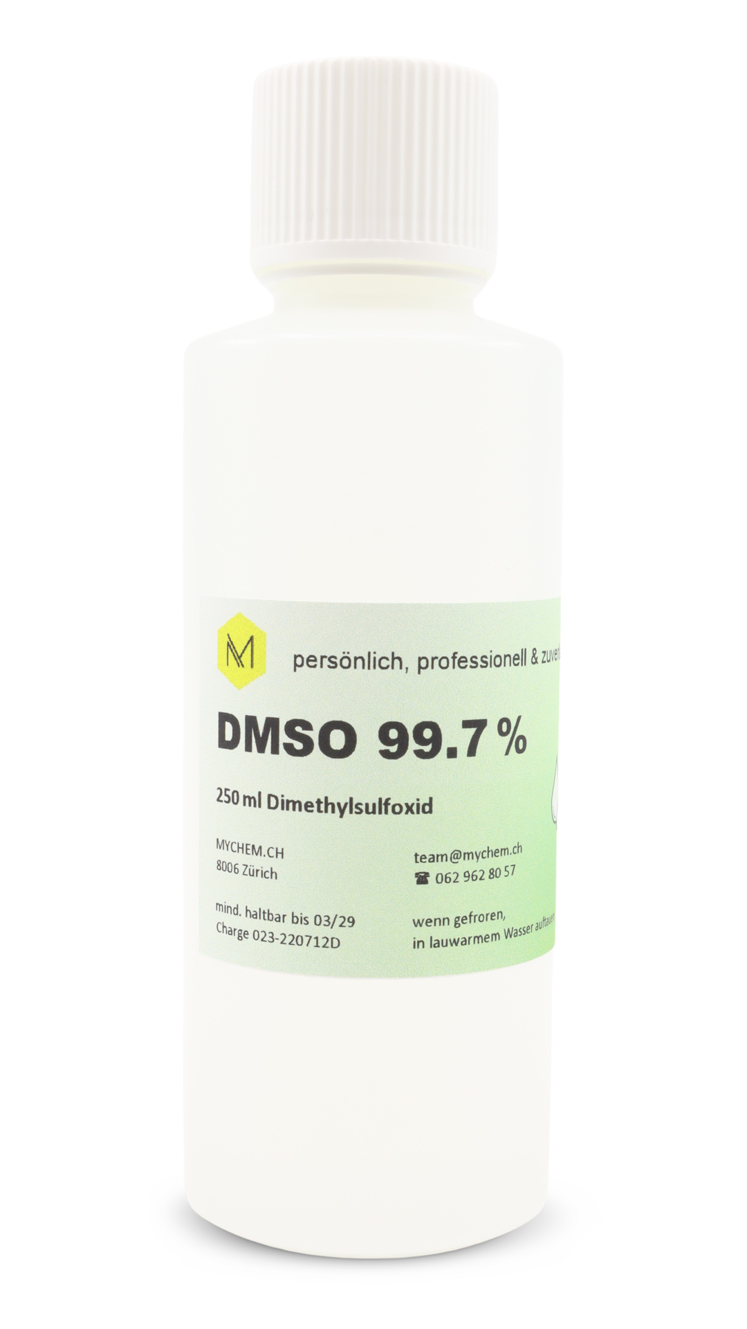 DMSO 99,7% technisch 250ml in HDPE Flasche mit Schraub- und Echtheitsverschluss