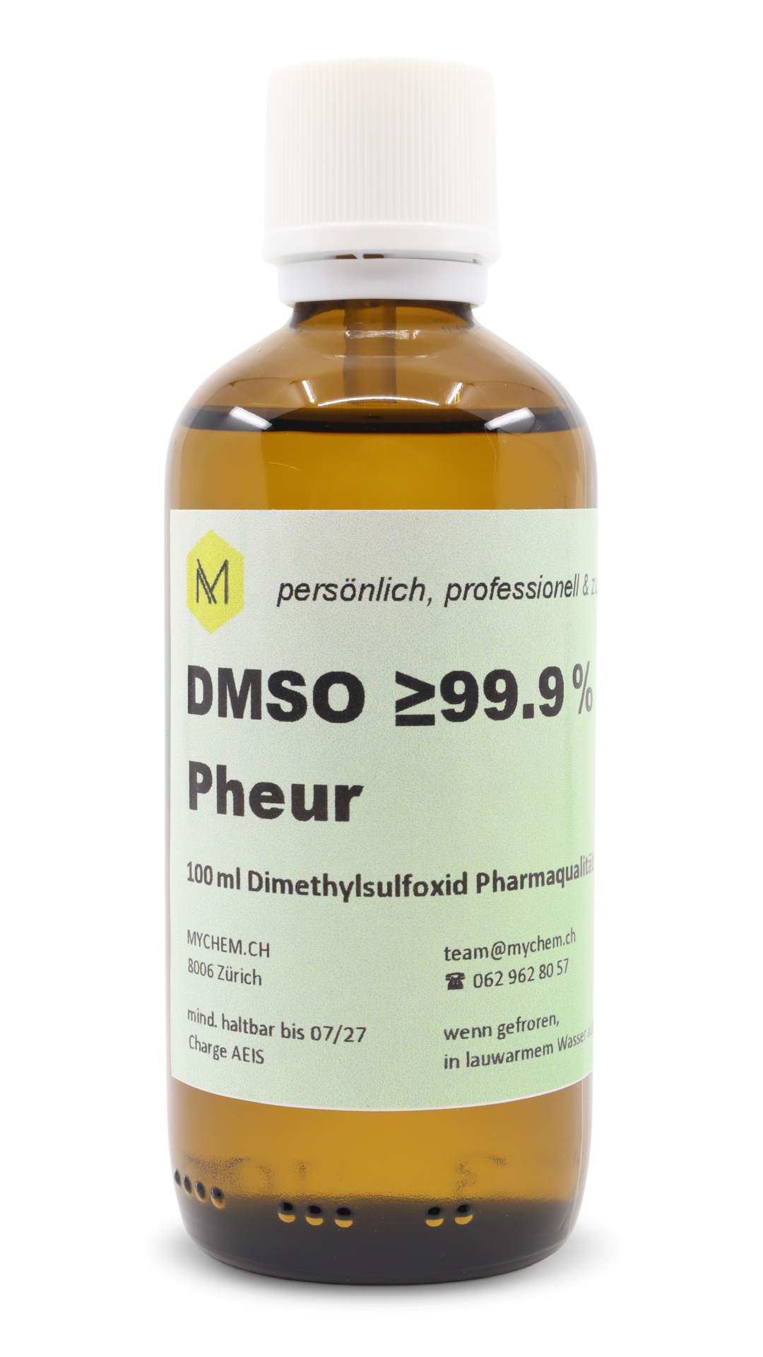 DMSO 99,9% pheur 100ml in Braunglas Flasche mit Tropfeinsatz