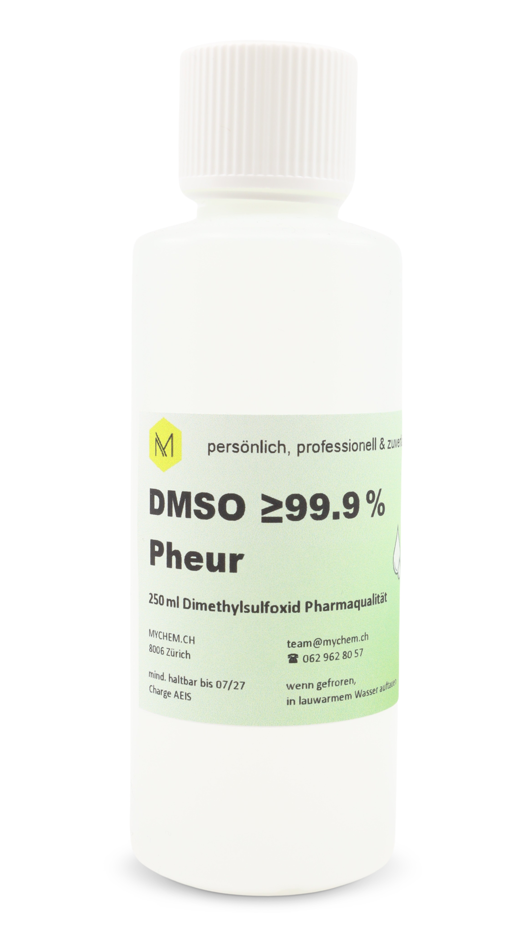 DMSO 99,9% pheur 250ml in HDPE Flasche mit Schraub- und Echtheitsverschluss