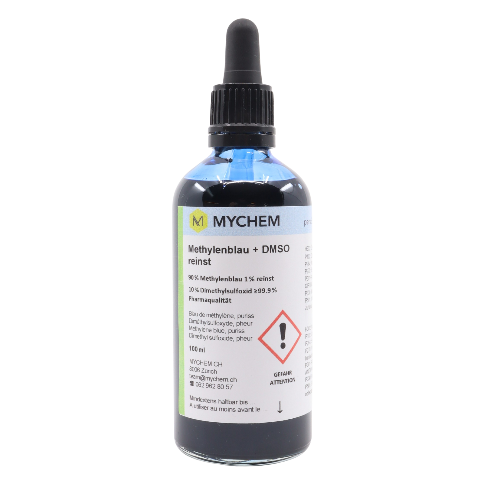 Methylenblau 1 % mit DMSO 10 % – Kombinationslösung 100 ml MYCHEM Schweiz