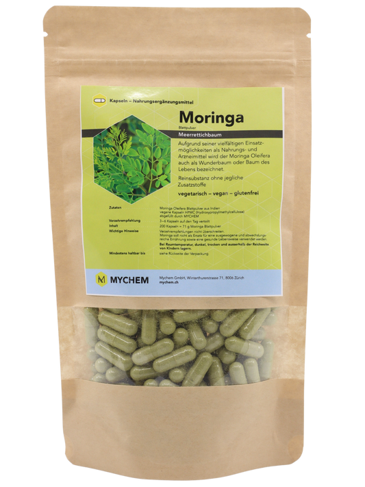 Capsules de Moringa oleifera, bio, végétalien