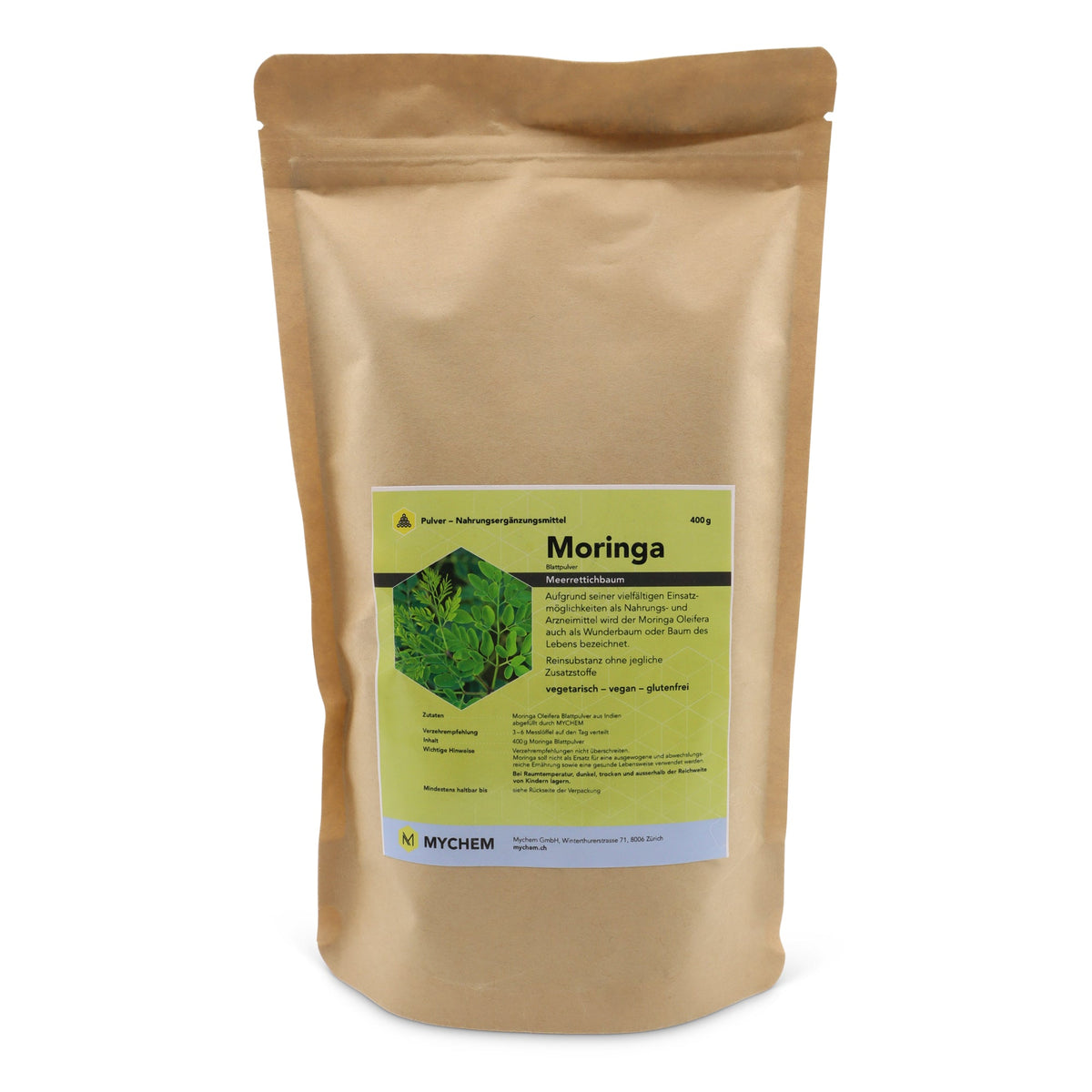 Poudre de feuilles de Moringa Oleifera, bio, végétalienne