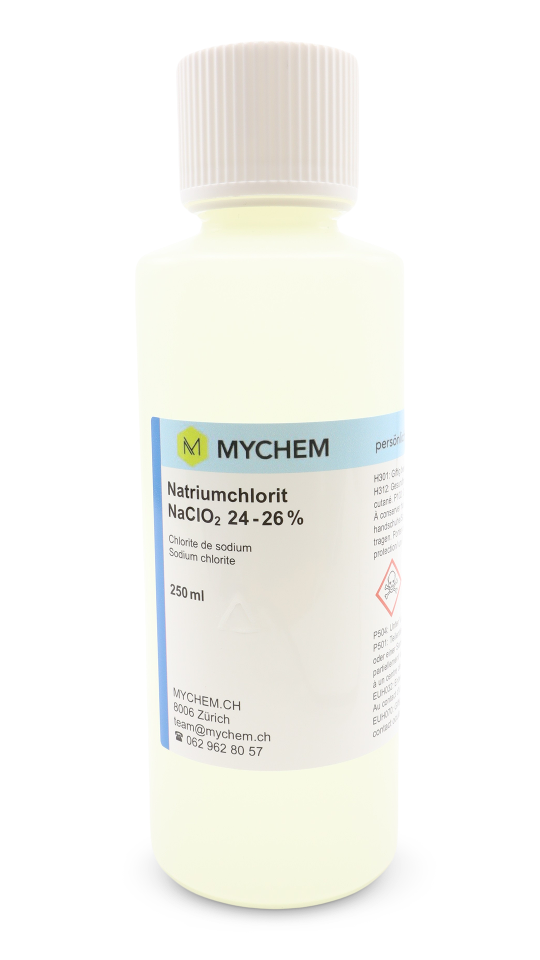 Natriumchlorit (NaClO₂) 24-26% technisch 250ml in HDPE Flasche