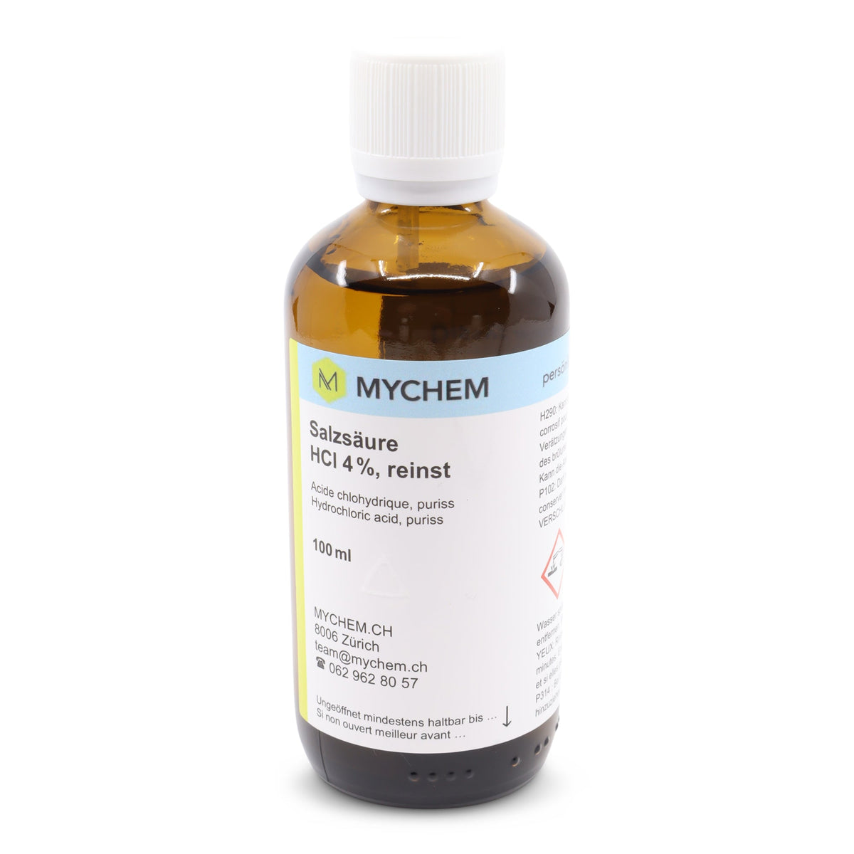 Salzsäure (HCl) 4% reinst 100ml in Braunglasche mit Tropfeinsatz