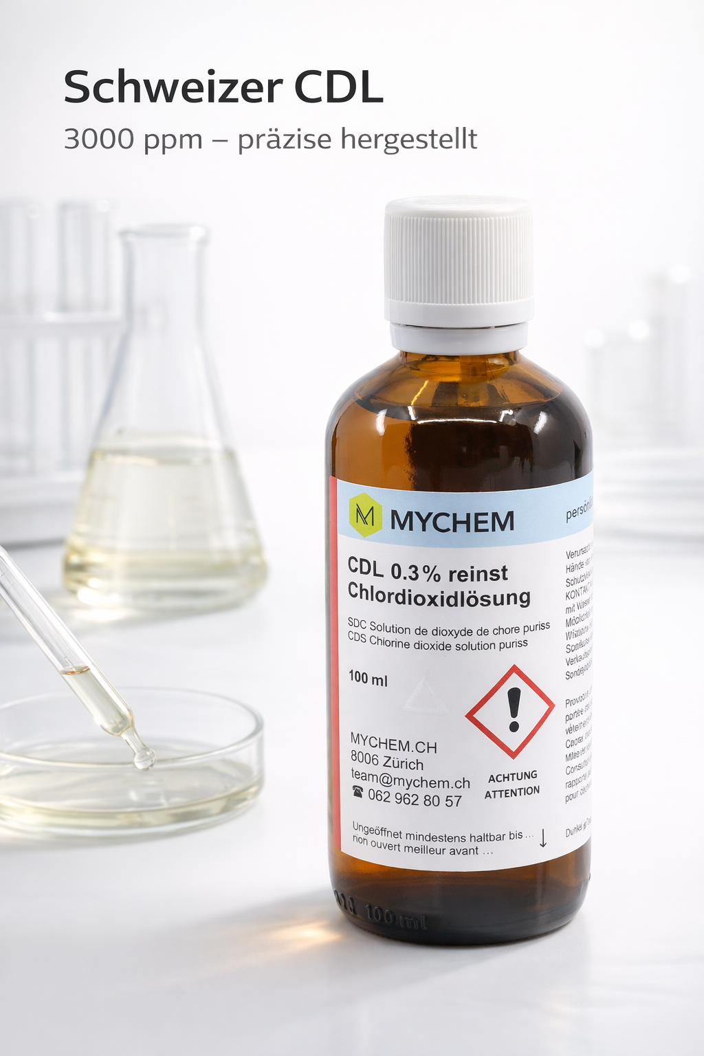 CDS Chlorine dioxide solution 0.3 % (3000 ppm) - Swiss quality