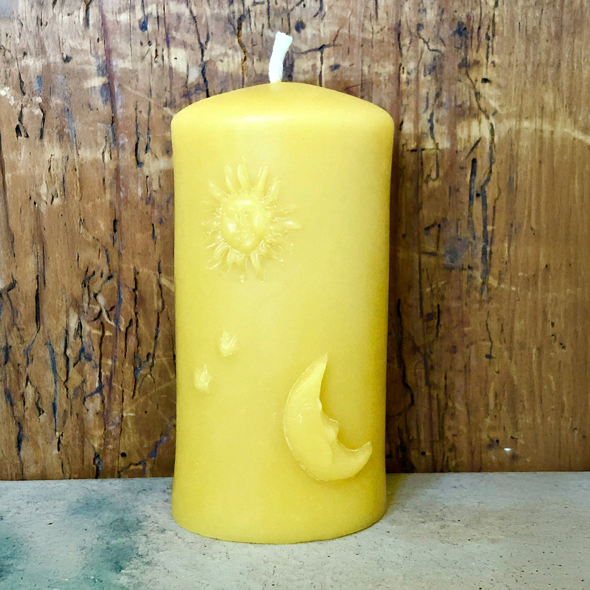 Bougie soleil-lune, cire d&#39;abeille