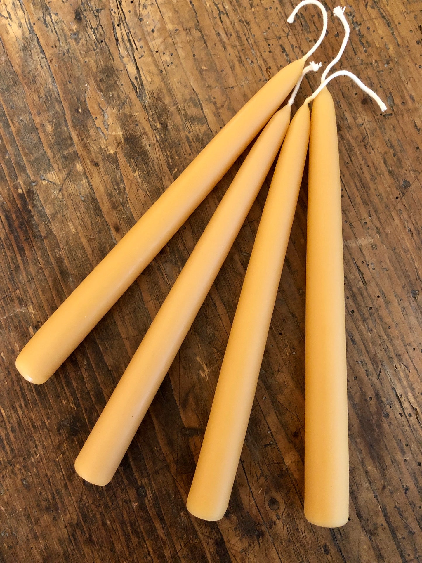 Taper candles hand-dipped, beeswax
