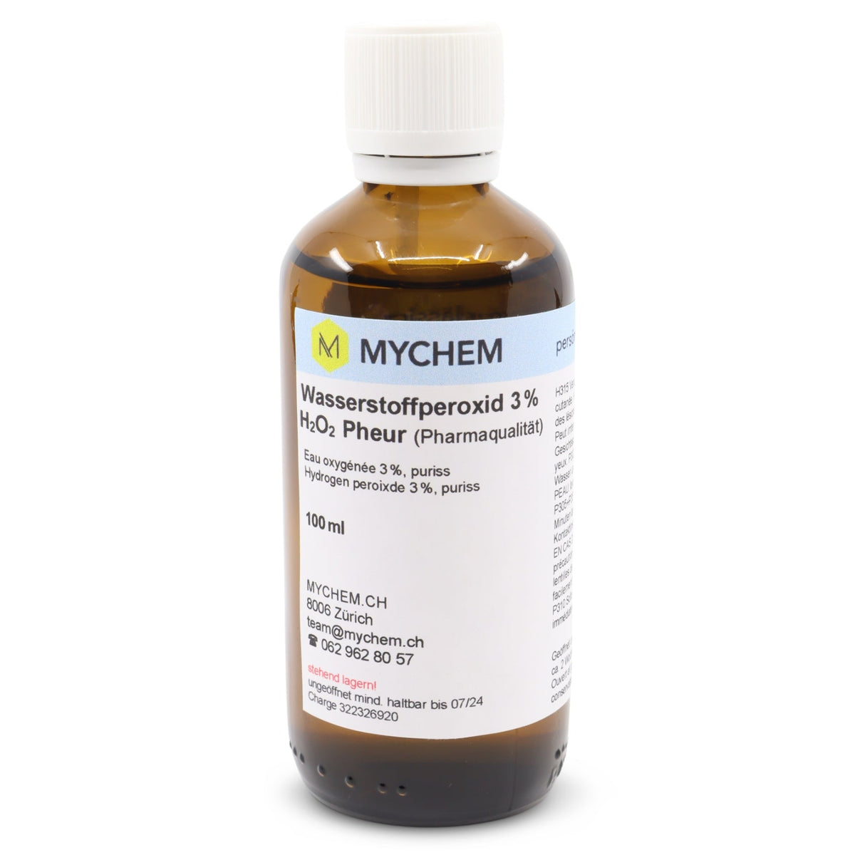 Wasserstoffperoxid 3% H₂O₂ pheur 100ml in Braunglasflasche mit Tropfeinsatz